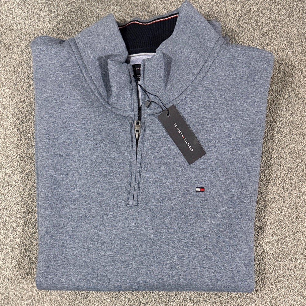 Tommy Hilfiger Heather Blue Half-Zip Sweater